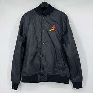 Nike Air Jordan Jumpman Jacket Performance Athletic Snap Up Black Mens Large